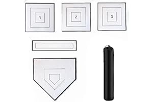 YiG9Sugr Baseball & Softball 5 Piece Base Set with Portable Carrying Bag 3 Throw Down Bases 1 Homeplate 1 Pitching Rubber, Flexible Anti-Slip Weather Resistant Rubber Bases for Yard Games