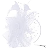 DOOVID Fascinators Hat for Women Tea Party Headband Wedding Cocktail Flower Mesh Feathers Hair Clip