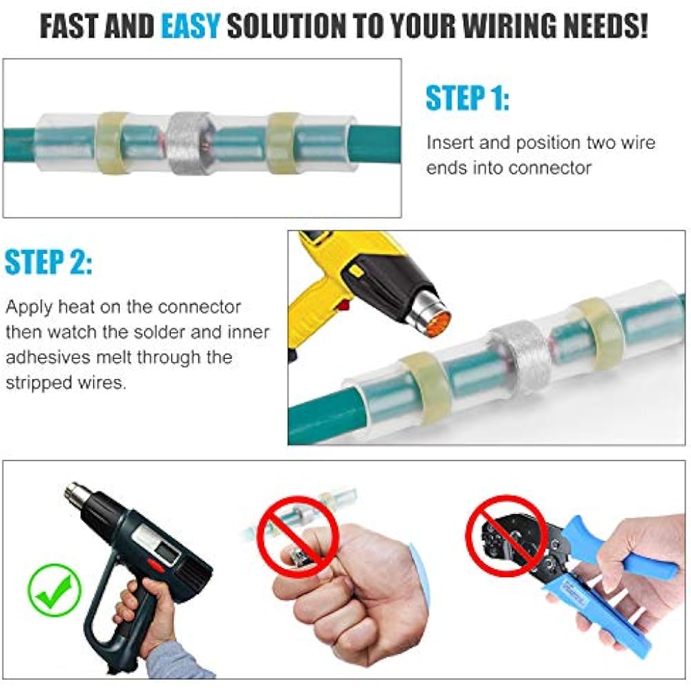 330PCS Solder Seal Butt Connectors Kit, SelfSolder Heat Shrink Wire