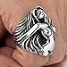 INBLUE Men's Stainless Steel Ring Silver Tone Black Angel Goddess Size13