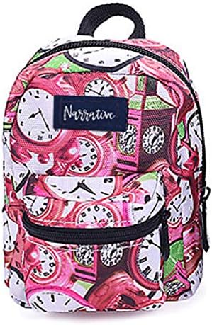 Micro Backpack Purse Bag Charm (Pink Clocks)