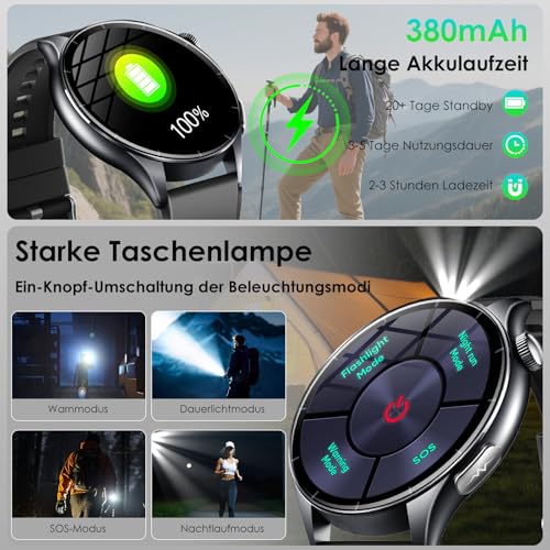 2026 Men's Smartwatch with ECG/Blood Pressure/BMI/HRV/Uric Acid/Emotion/Mood/LED Light, 1.56 Inch AMOLED Round Health Watch with SpO2/Body Temperature/Heart Rate Monitor/Sleep, SOS Emergency Call