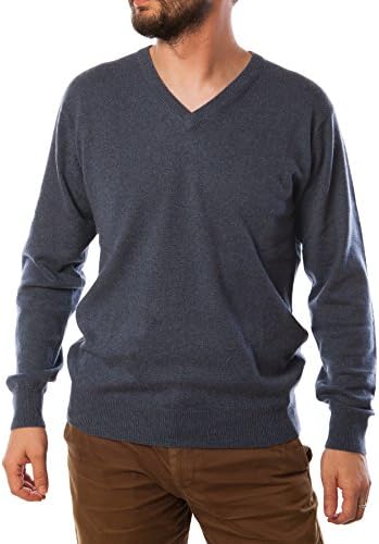 Dunedin 100% Cashmere Men's Single V Neck Plain Jumper