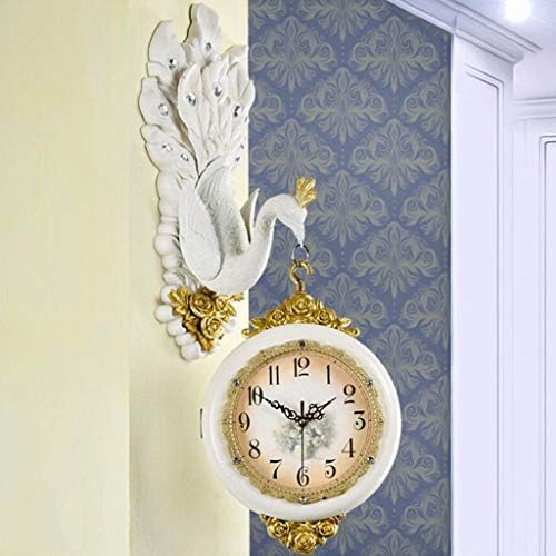 MingXinJia Wall Clocks Outdoor Clocks Double-Sided Clock Living Room Fashion Clocks Personality Peacock Decorative Clocks Art Mute Hanging Clock, b, 32.5 * 72cm
