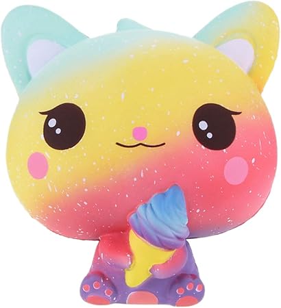 Amazon カワイイアイスクリーム猫スクイーズおもちゃ ストレス解消剤スクイーズおもちゃ スクイーズソフトライジングおもちゃ 子供大人へのデコレーションギフト レインボー スクイーズ おもちゃ