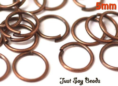 500pcs Antique Red Copper Plated OPEN Jump Rings (5mm). QUALITY FINDINGS. Universal use for Jewellery Making, Card Making and Scrap-booking. (Ref:1E17b)