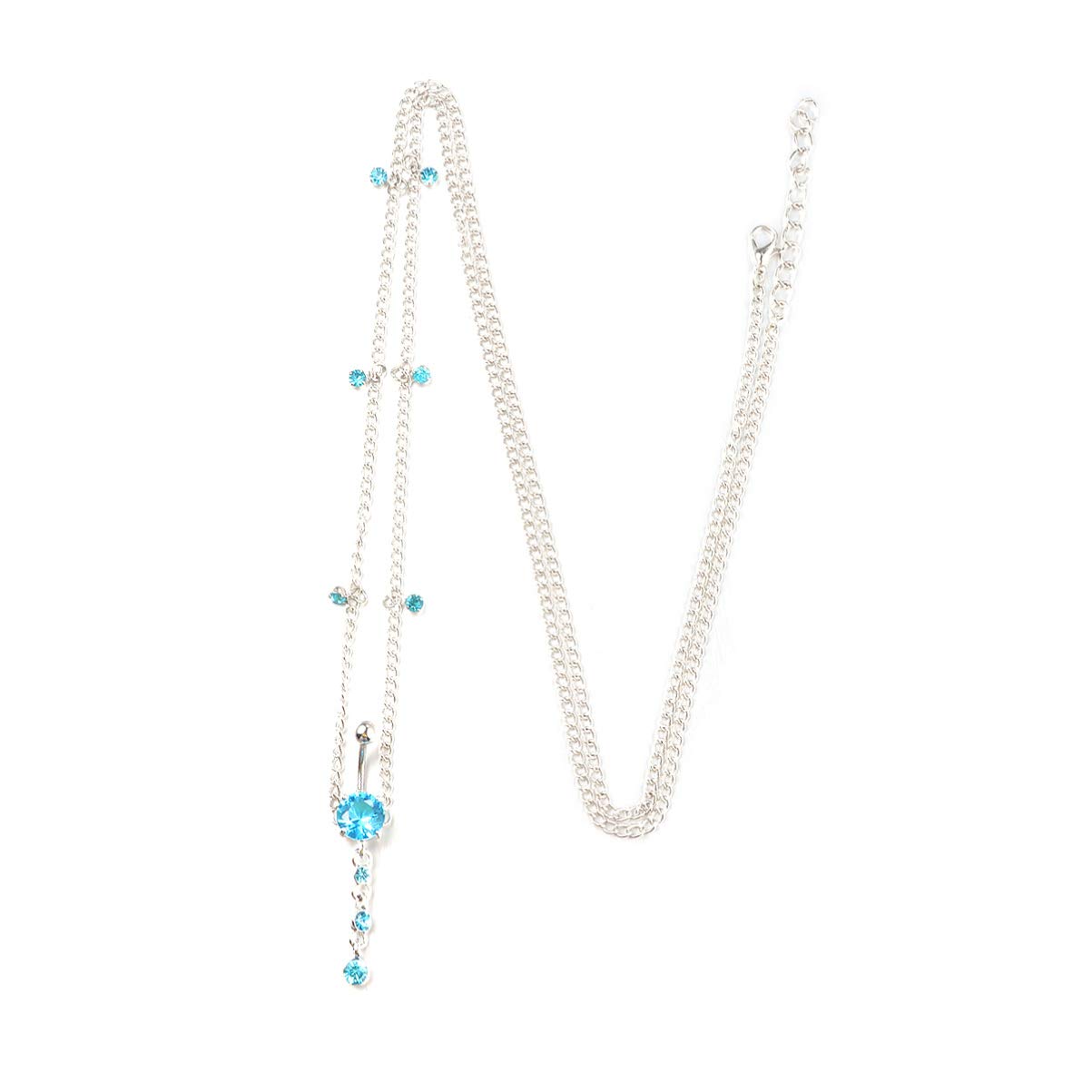 Holibanna 1PC Diamond Navel Ring Rhinestone Belly Button Bar Waist Chain Body Piercing Summer Beach Bikini Jewellery for Women and Girls (Blue)