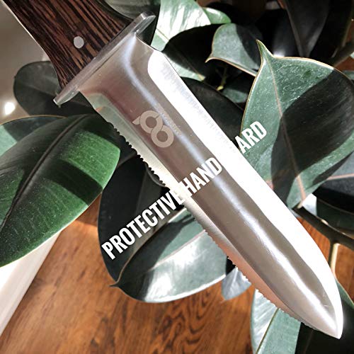 Hori Hori Garden Knife in Leather Sheath with Full Tang Hardwood With