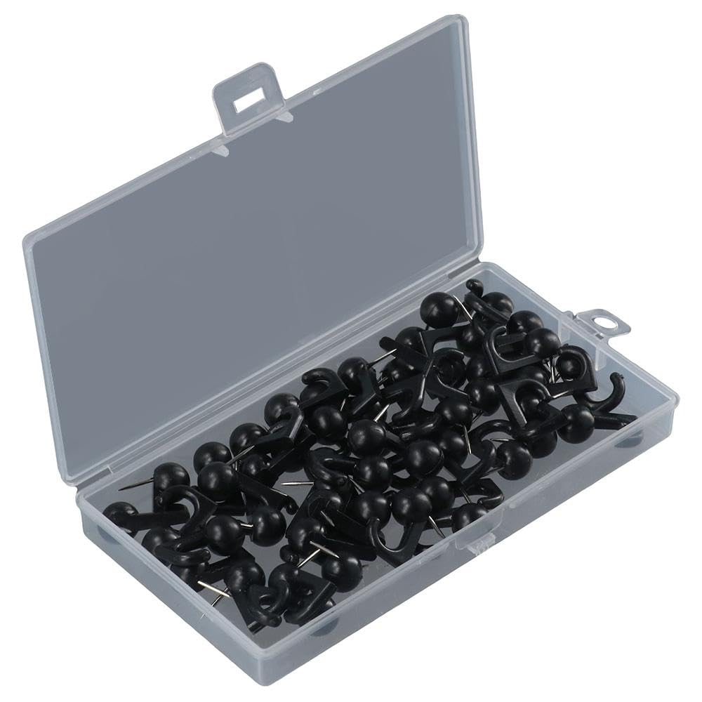 Upluckey Wall Hooks 50 Pieces Metal on Wooden or Fabric Wall Black Picture Hanging Pin Durable Picture Nails Home Office