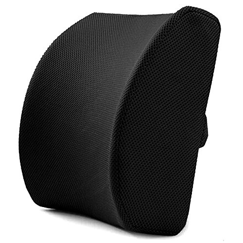 Back Support Cushion (Black) - Jockey Saddle - Memory Foam Lumbar Support Pillow with 3D Mesh Cover for Balanced Firmness by Slick Solutions