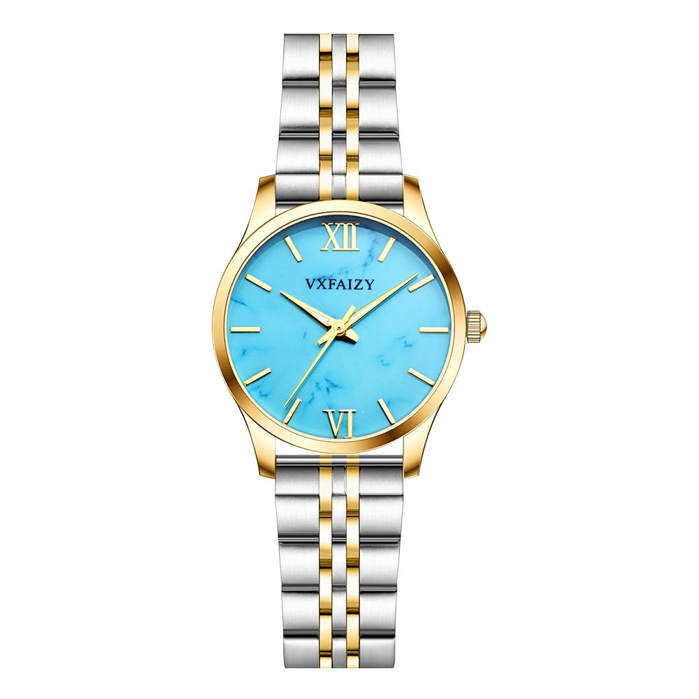 Photo 1 of VXFAIZY Women's Simplicity Watch Water Resistant Casual Watch for Women(Silver-Gold Blue)