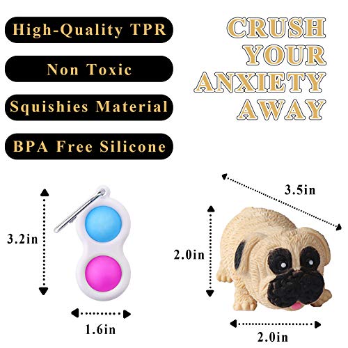Sensory Fidget Toy Set - Simple Dimple Fidget Popper and Squishies Fidget Pug Toy Stress Relief and Anti-Anxiety Puzzle Fun Tools for Adults, Kids, Boys and Girls (Beige)