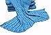 Hughapy Christmas Soft Mermaid Tail Blanket Handmade Living Room Sleeping Blanket for Kids Adult (Blue,Adult)