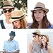 FALETO Unisex Summer Panama Straw Fedora Hat Short Brim Beach Sun Cap Classic (#01 Beige)