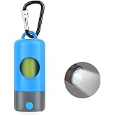 Novkin Rechargeable Dog Poop Bag Dispenser With Safety LED Flashlight, Pet Waste Bag Holder with Carabiner Clip For Leash, Co