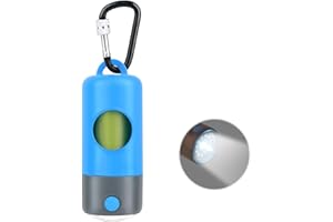 Novkin Rechargeable Dog Poop Bag Dispenser With Safety LED Flashlight, Pet Waste Bag Holder with Carabiner Clip For Leash, Collar,Harness, and 15 PCS Extra Thick Doggy Waste Bags