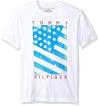 Tommy Hilfiger Big Boys' Neg Flag Tee, White, Small