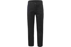 Bienzoe Girls School Uniform Pants: Adjustable Waist Cotton Stretch Regular Size Flat Front Kids Slacks