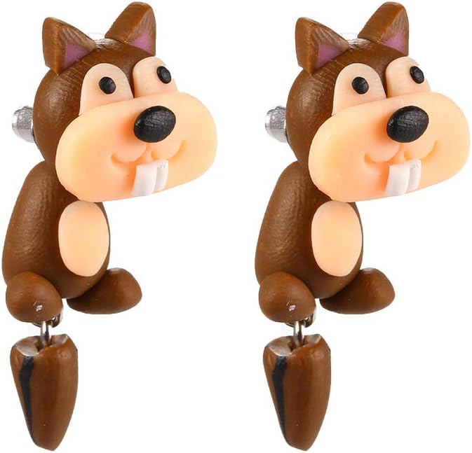 oineke Women Fashion Colorful Animal Shape Push Back Dangle Earrings