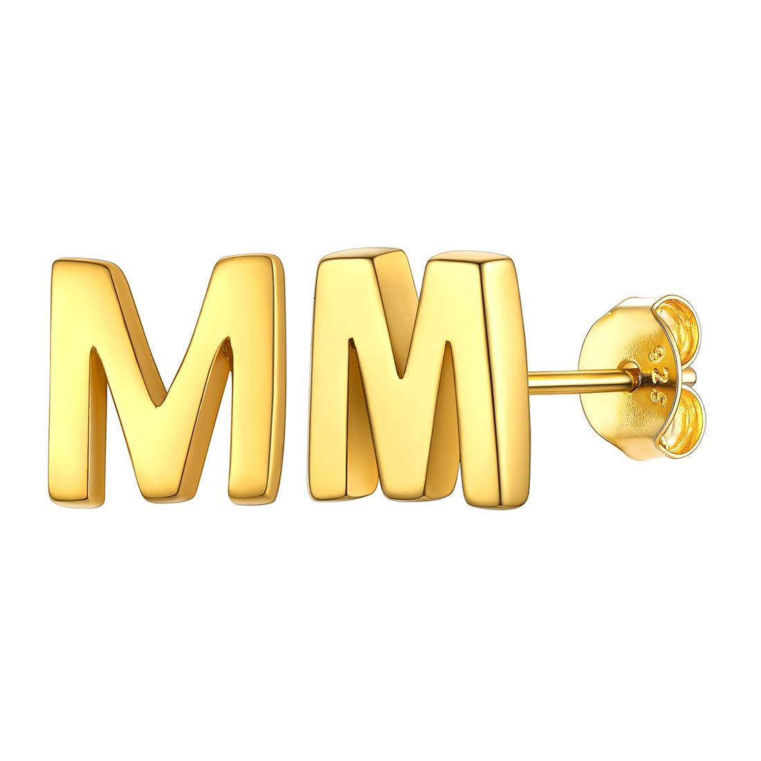 ChicSilver Letter M Stud Earrings Gold Plated Tiny Earring Initial Studs Name Jewelry for Women — image 1