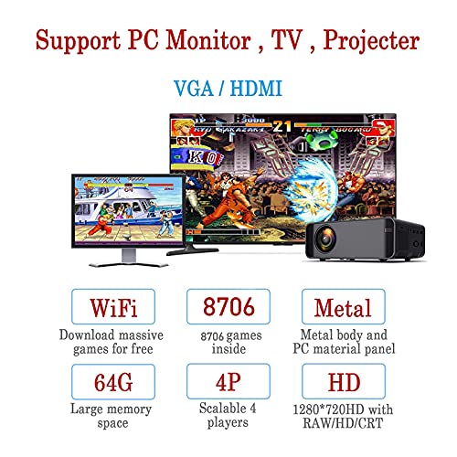 Jueapu 8706 Games in 1 3D Pandora Box Arcade Game Console,Install 8706