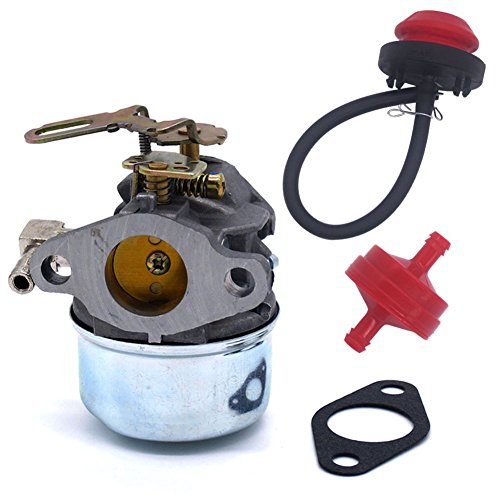 FitBest New Tecumseh 640084B HSK40 HSK50 HS50 LH195SP Snowblower Carburetor with Primer Bulb & Fuel Line Filter