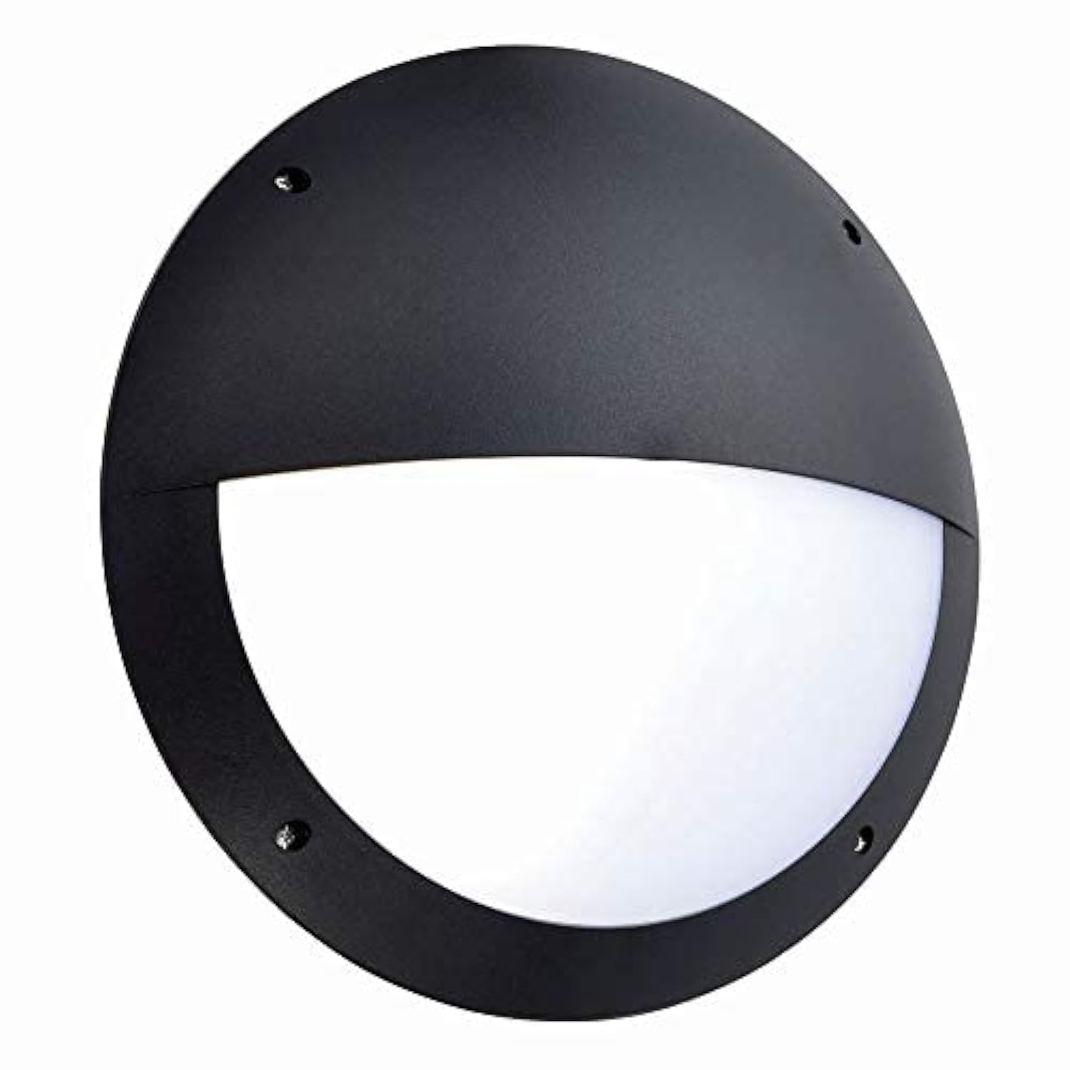 National Lighting SERAN 11W Eyelid Black Fully Integrated Outdoor Garden Security Round Robust Bulkhead LED Wall Light - IP65 Rated