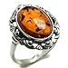 Amber and Sterling Silver Classic Ring