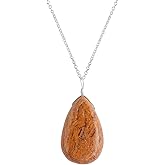 NJCRAFT Pear Natural Cabochon Necklace for Women | Handmade Gemstone Pendant | 8–14 mm Stone | Chain 16+2 Inch Adjustable