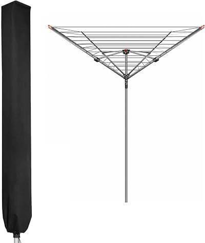 PATIO PLUS Rotary Washing Line Cover 16x16x165cm 600D Oxford PVC Black