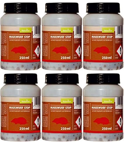 NaturGut Maulwurf Vertreiber Wühlmaus Stop Maulwurfschreck Vertreibungsmittel Maulwurf-Vertreibung 6x250ml