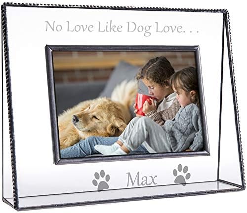 J Devlin Pic 319-46H EP592 Personalized Dog Picture Frame Engraved Clear Glass Tabletop 4 x 6 Horizontal Pet Photo Keepsake