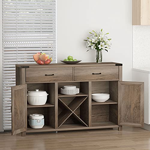 Wooden Farmhouse Sideboard, Coffee Bar Storage Buffet
