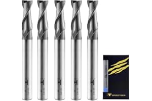 SPEED TIGER Micrograin Carbide Square End Mill - 2 Flute - ISE3/16 2T (5 Pieces, 3/16") - for Milling Alloy Steels, Hardened Steel, Metal & More – Mill Bits Sets for DIYers & Professionals
