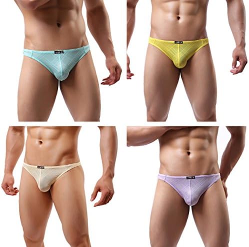 JIMEIB3JI Men's Sexy Lace Underwear Modern Thong &amp; G-String Low Rise T-Back Bikini Briefs Swimsuit (M, 4-Pack A)
