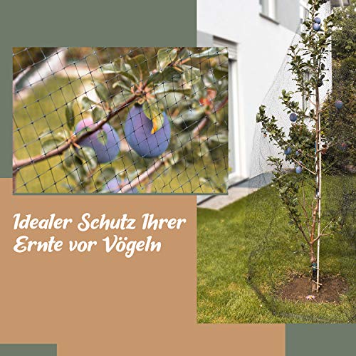 Teichnetz, Gartennetz, Vogelschutz-Netz, Pool Netz, Obstbaumnetz, Vogelabwehr-Netz, Laubnetz, Witterungs- & UV-beständig, robust, 15x Erdhaken & 15x Kabelbinder (4 x 5m) – Bild 4