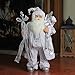 Northlight Winter Frost Standing White/Silver Santa Claus with Staff and Gift Bag Christmas Figure, 24