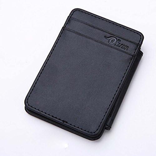 Tootu Man Mini Magic Bifold Leather Wallet Card Holder Wallet Purse (Black)