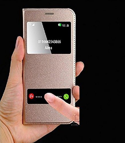 HITFIT Window Leather Flip Cover for Samsung Galaxy Note 9 (Gold)