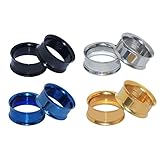 D&M Jewelry 4 Pairs Stainless Steel Screw Ear Gauges Flesh Tunnels Plugs 4 colors same size 8g-1