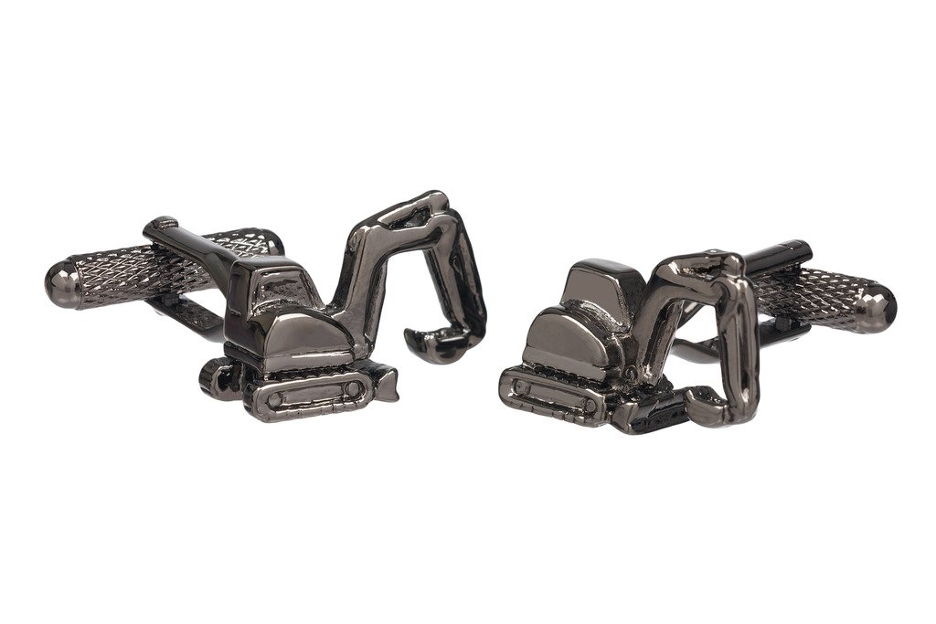 Digger Excavator Cufflinks, One Size, Silver