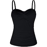 Ocean Blues Women's Strapless Bandeau Swimsuit Top Ruched Tummy Control Tankini Top Only