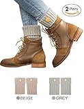 Knit Boot Socks Cuffs 2 Pack-Women Crochet Leg Warmers Winter Topper Cuff with Button