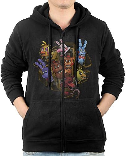 JLJK Men's Five Nights At Freddy Full Zip Hoodies Jackets Black Size L