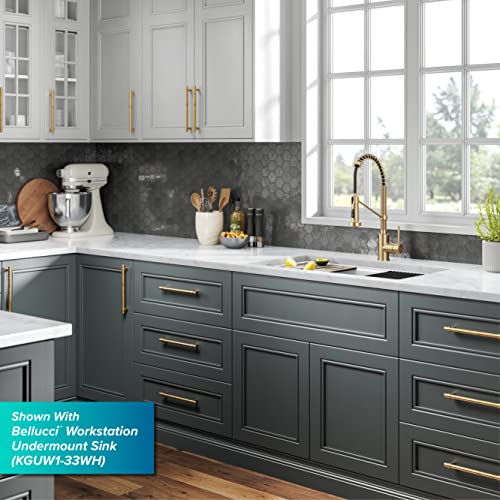 KRAUS BOLDEN COMMERCIAL STYLE 2-FUNCTION SINGLE HANDLE PULL DOWN KITCHEN FAUCET IN SPOT-FREE BRUSHED BRASS, KPF-1610BB