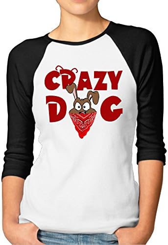 LOYRA Women's 3/4 Sleeve Crazy Dog Running Short T-shirt Black M