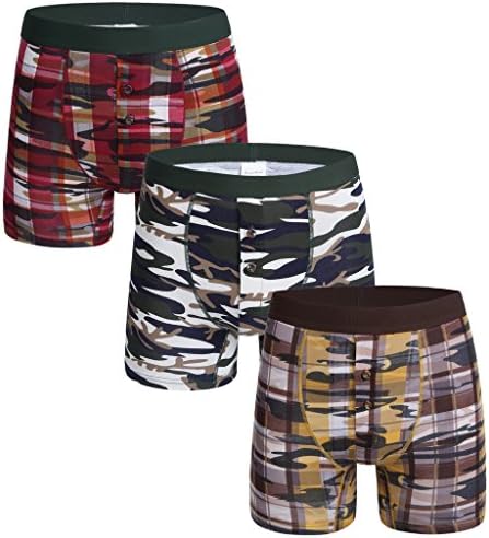 Best Companions Men's 3-pack Camo and checks Printed boxers men cotton P2 Xlarge