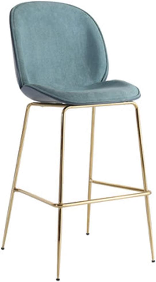 WYQSZ Beetle Modern Bar Stools with High Back Velvet Upholstered Counter Height Barstools Chairs for Kitchen Dining Room, 29.5-inch Blue