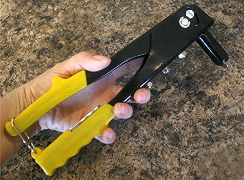 Riveters Gun, Blind Rivets Pop Rivet Gun Kit, Hand Repair Tools Riveter, Heavy Duty Riveting Tool with Rivet Heads and Wrench, Rrivnut Gun for Metal, Wooden and Plastic Yellow