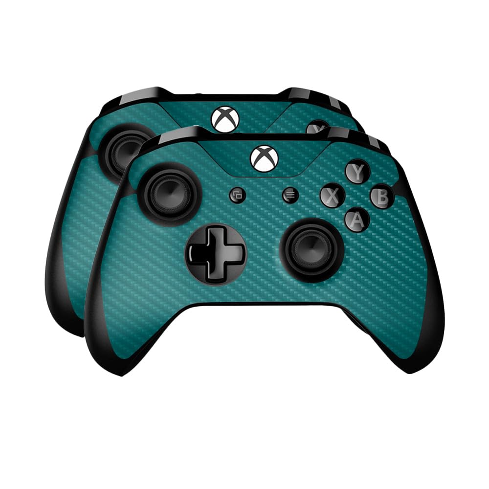 Carbon Fiber Skin Compatible with Microsoft Xbox One Controller (2 Pack) - Solid Teal - Premium 3M Vinyl Protective Wrap Decal Cover - Easy to Apply | Crafted in The USA by MightySkins